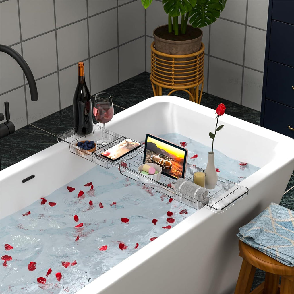 Transparent Retractable Bath Rack Tray